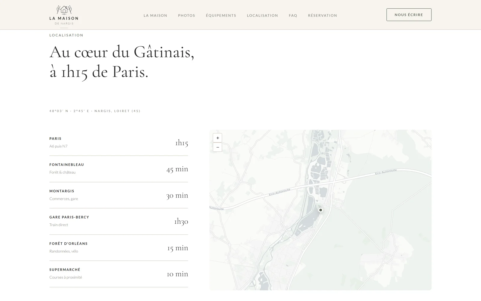 Temps de trajet vers les villes et sites alentour
